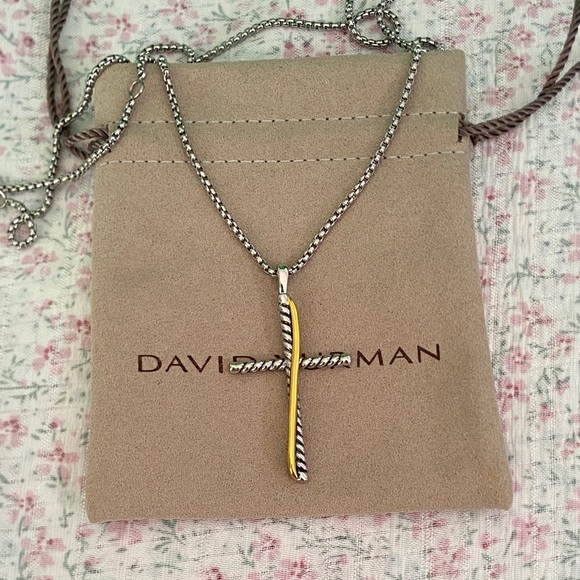 David Yurman Cross Necklace In Silver And 18k Gold - Picture 1 of 9